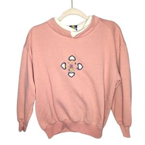 Vintage Grandmacore cottage floral heart layered sweater size woman's Medium